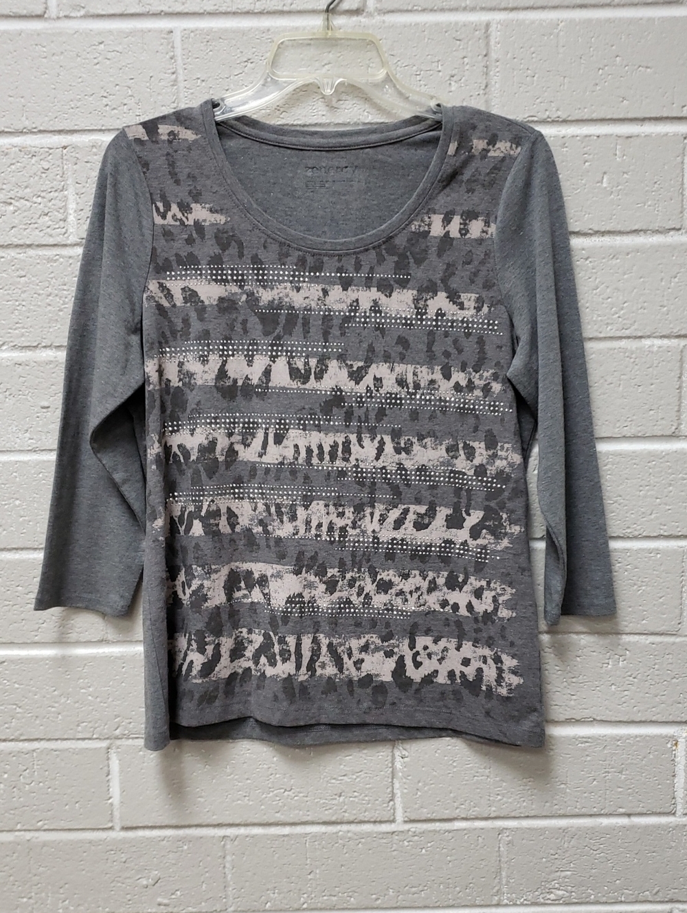 Women's Grey Printed Scoop Neck Top